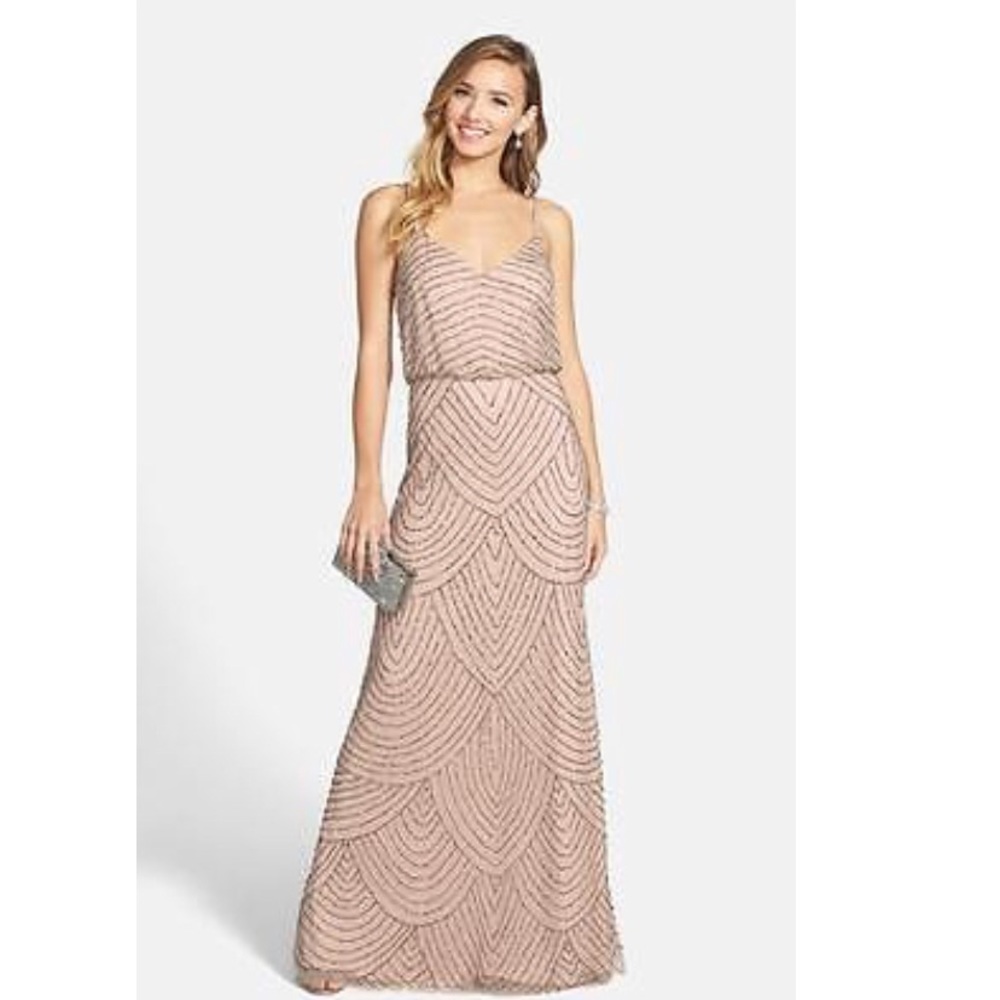 Adrianna Papell Taupe Pink Gown